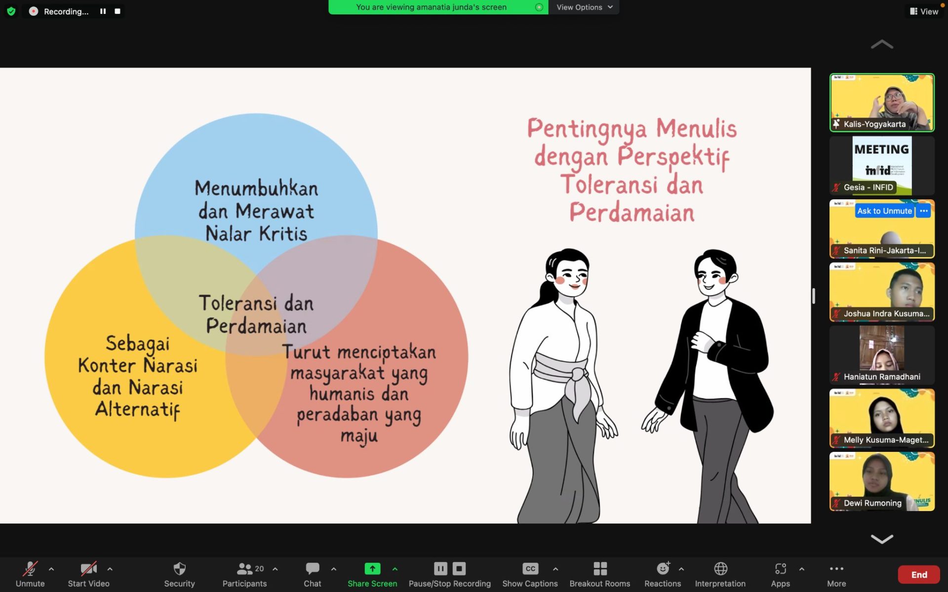 Pelatihan Menulis Kreatif dengan Pendekatan Toleransi dan Perdamaian untuk Pelajar SMA Sederajat 