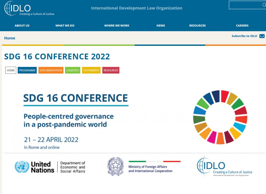SDG 16 Conference 2022: “People-Centered Governance in a Post-Pandemic World”